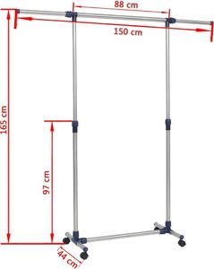 vidaXL Regulowany stojak/wieszak na ubrania, stal nierdzewna, srebrny 8