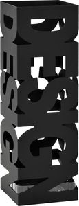 vidaXL Stojak na parasole w formie napisu design, stalowy, czarny 1