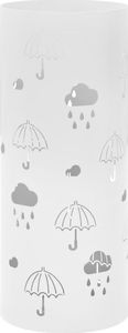 vidaXL Stojak na parasole, wzór w parasole, stalowy, biały 1