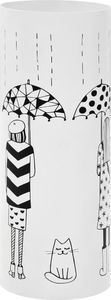 vidaXL Stojak na parasole, wzór z kobietami i kotem, stalowy, biały 1