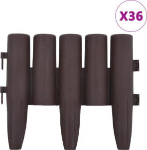 vidaXL Obrzeża trawnikowe, 36 szt., brązowe, 10 m, PP 3