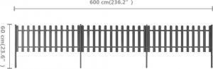 vidaXL Płot sztachetowy ze słupkami, 3 szt., WPC, 600x60 cm 5