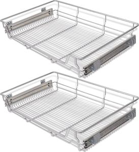 vidaXL Wysuwane kosze druciane, 2 szt., srebrne, 800 mm 2