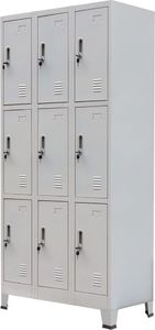 vidaXL Zamykana szafka o 9 przegrodach, stalowa, 90x45x180 cm, szara 3