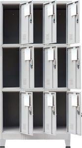 vidaXL Zamykana szafka o 9 przegrodach, stalowa, 90x45x180 cm, szara 4