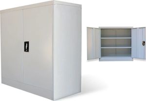 vidaXL Szafa biurowa z 2 drzwiami, szara, 90 cm, stalowa 1