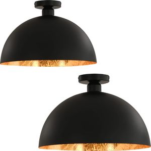 Lampa sufitowa vidaXL Lampy sufitowe, 2 szt., czarno-złote, półkoliste, E27 2