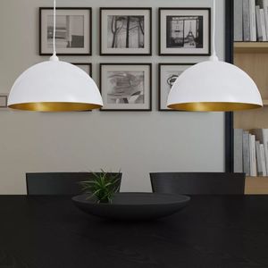 Lampa wisząca vidaXL Lampy sufitowe, 2 szt., regulowana długość, półokrągłe, białe 1