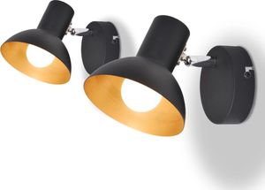 Kinkiet vidaXL Lampy ścienne, 2 sztuki, na 2 żarówki E27, czarno-złote 1