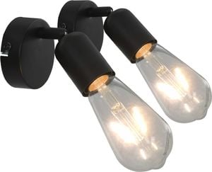 Kinkiet vidaXL Lampy, 2 szt., żarówki żarnikowe, 2 W, czarne, E27 1