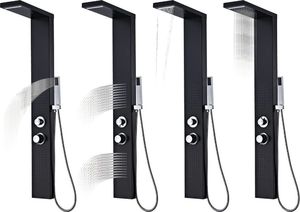 Zestaw prysznicowy vidaXL z deszczownicą z baterią czarny (142373) 3