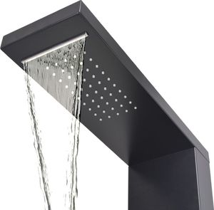 Zestaw prysznicowy vidaXL z deszczownicą z baterią czarny (142373) 4