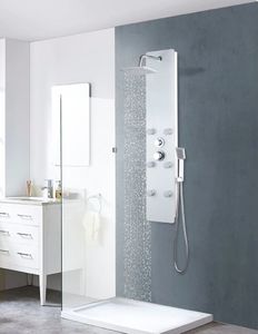 Zestaw prysznicowy vidaXL z deszczownicą z baterią biały (142992) 2