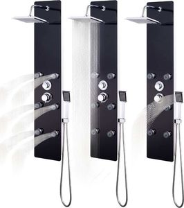 Zestaw prysznicowy vidaXL z deszczownicą z baterią czarny (142993) 8