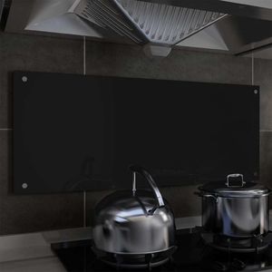 vidaXL Panel ochronny do kuchni, czarny, 100x40 cm, szkło hartowane 1
