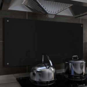 vidaXL Panel ochronny do kuchni, czarny, 100x50 cm, szkło hartowane 1
