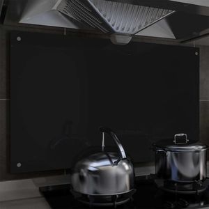 vidaXL Panel ochronny do kuchni, czarny, 100x60 cm, szkło hartowane 1