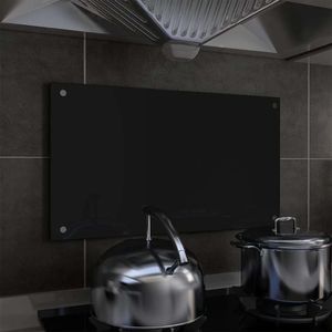 vidaXL Panel ochronny do kuchni, czarny, 70x40 cm, szkło hartowane 1