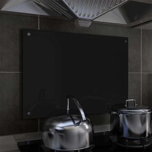 vidaXL Panel ochronny do kuchni, czarny, 70x50 cm, szkło hartowane 1