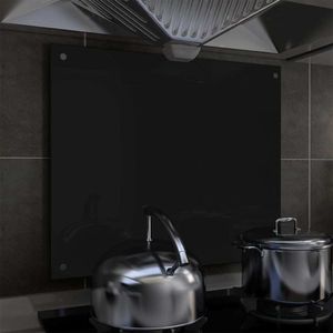 vidaXL Panel ochronny do kuchni, czarny, 70x60 cm, szkło hartowane 1