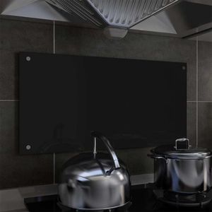 vidaXL Panel ochronny do kuchni, czarny, 80x40 cm, szkło hartowane 1
