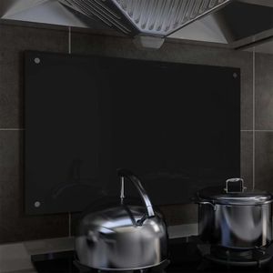 vidaXL Panel ochronny do kuchni, czarny, 80x50 cm, szkło hartowane 1