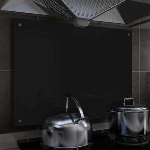vidaXL Panel ochronny do kuchni, czarny, 80x60 cm, szkło hartowane 1