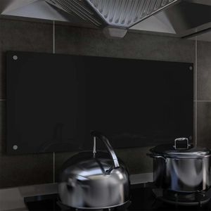 vidaXL Panel ochronny do kuchni, czarny, 90x40 cm, szkło hartowane 1