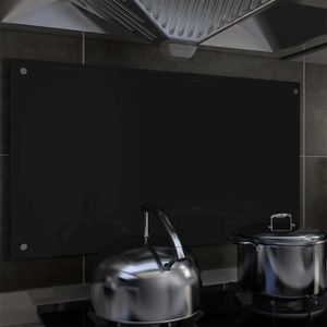 vidaXL Panel ochronny do kuchni, czarny, 90x50 cm, szkło hartowane 1