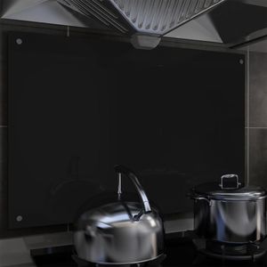 vidaXL Panel ochronny do kuchni, czarny, 90x60 cm, szkło hartowane 1