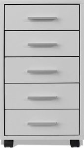 vidaXL Szafka biurowa z kółkami i 5 szufladami, w kolorze białym 3