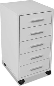 vidaXL Szafka biurowa z kółkami i 5 szufladami, w kolorze białym 4