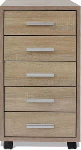 vidaXL Szafka biurowa z kółkami i 5 szufladami, w kolorze dąb 3