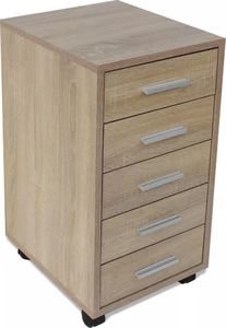 vidaXL Szafka biurowa z kółkami i 5 szufladami, w kolorze dąb 4