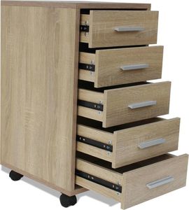 vidaXL Szafka biurowa z kółkami i 5 szufladami, w kolorze dąb 5