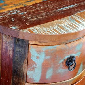 vidaXL Okrągła szafka z drewna odzyskanego z 3 szufladami 3