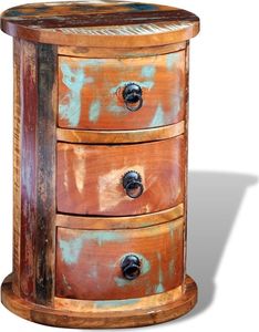 vidaXL Okrągła szafka z drewna odzyskanego z 3 szufladami 4
