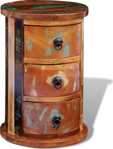 vidaXL Okrągła szafka z drewna odzyskanego z 3 szufladami 5