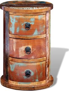 vidaXL Okrągła szafka z drewna odzyskanego z 3 szufladami 8