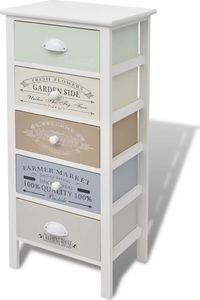 vidaXL Szafka francuska z 5 szufladami, drewniana 2