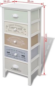 vidaXL Szafka francuska z 5 szufladami, drewniana 6