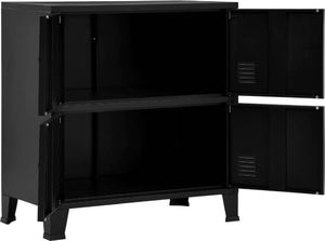 vidaXL Szafka industrialna z 4 drzwiczkami, czarna, 75x40x80 cm, stal 2