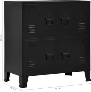 vidaXL Szafka industrialna z 4 drzwiczkami, czarna, 75x40x80 cm, stal 7