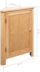 vidaXL Szafka narożna, 59 x 36 x 80 cm, lite drewno dębowe 8