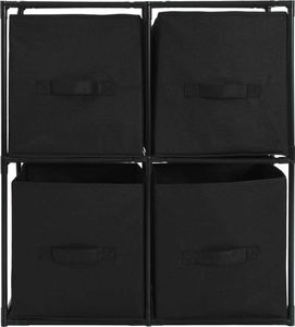 vidaXL Szafka, 4 kosze z tkaniny, czarne, 63x30x71 cm, stal 3