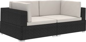 vidaXL fotele narożne z poduszkami, 2 sztuki, polirattan, czarne (47260) 2