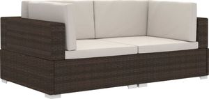 vidaXL fotele narożne, 2 sztuki, z poduszkami, polirattan, brązowe (47261) 2