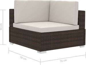 vidaXL fotele narożne, 2 sztuki, z poduszkami, polirattan, brązowe (47261) 5