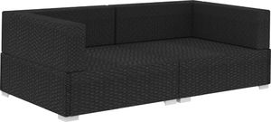 vidaXL fotele narożne, 2 sztuki, z poduszkami, polirattan, czarne (47263) 2