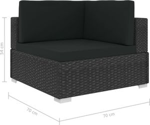 vidaXL fotele narożne, 2 sztuki, z poduszkami, polirattan, czarne (47263) 4